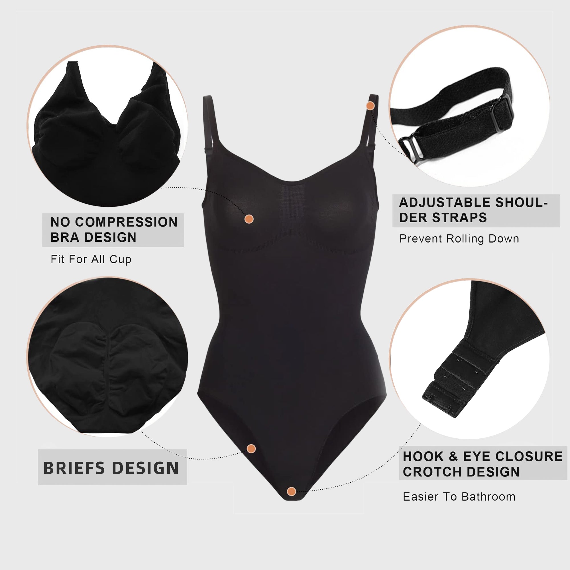 YIANNA Women Shapewear Tummy Control Bodysuit Seamless Sculpting Snatched Waist Body Suit Brief